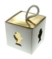 SCATOLA CARTONCINO BIANCO ORO COMUNIONE CM 5X5