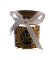 BOTTIGLIA VETRO SIMBOLO JHS E CALICE COMUNIONE