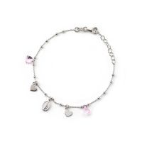 BRACCIALETTO IN ARGENTO E CRISTALLO CUORI