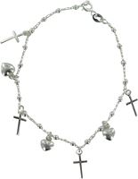 BRACCIALE IN ARGENTO 925 CON GRANI TONDI MM 1 E PENDENTI A FORMA DI CROCE E CUORE 