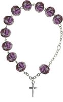 BRACCIALETTO IN VETRO PRESSATO AMETISTA CON FIORI LEGATURA IN ARGENTO 925