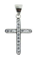 CROCE IN ARGENTO 925 CON STRASS BIANCHI - 2 CM