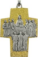 CROCE VESCOVO PETTORALE IN METALLO BICOLORE RAFFIGURANTE ULTIMA CENA - 10,5 CM