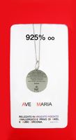 STOCK: COLLANA IN ARGENTO 925 CON MEDAGLIA CON PREGHIERA AVE MARIA CM 1,8