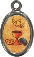 MEDAGLIA EUCARISTIA IN METALLO NICHELATO E RESINA - 1,5 CM