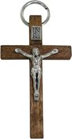 CROCE IN LEGNO COLOR PALISSANDRO CON CRISTO - 4,5 CM