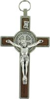 CROCE SAN BENEDETTO IN LEGNO NATURALE E METALLO - 8 CM