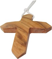BOMBONIERA COMUNIONE: CROCE IN ULIVO CON CORDONCINO BIANCO - 6 CM