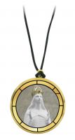 CIONDOLO MADONNA DI KNOCK IN LEGNO ULIVO CON IMMAGINE SERIGRAFATA - 3,5 CM