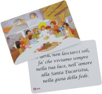 STOCK: BOMBONIERA COMUNIONE: IMMAGINE ULTIMA CENA PLASTIFICATA - 8,5 X 5,4 CM