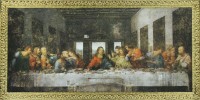QUADRO ULTIMA CENA DI LEONARDO DA VINCI STAMPA SU LEGNO - 14 X 9 CM