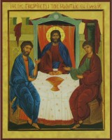 QUADRO ICONA STAMPA SU LEGNO CM 10X8 - CENA EMMAUS