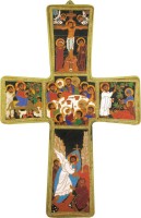 CROCE PASSIONE DI CRISTO DA PARETE STAMPA SU LEGNO - 22 X 14,5 CM