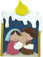NATIVITÀ CANDELA IN RESINA COLORATA - 9 X 6,5 CM