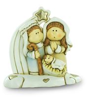 NATIVITà IN RESINA COLORATA, DECORAZIONE NATALIZIA/SOPRAMMOBILE, PICCOLO PRESEPE CON SACRA FAMIGLIA, 8 X 8 CM