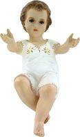 GESù BAMBINO PER PRESEPE, DIPINTO A MANO E CON OCCHI IN CRISTALLO - 24 CM