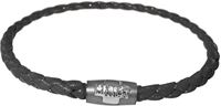BRACCIALE CORDONCINO CON CROCE ARGENTO E CHIUSURA CALAMITATA - NERO