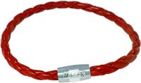 BRACCIALE CORDONCINO CON CROCE ARGENTO E CHIUSURA CALAMITATA - ROSSO