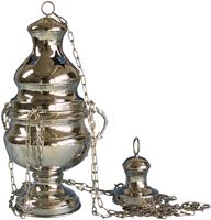 TURIBOLO CLASSICO, INCENSIERE PER CELEBRAZIONE MESSA, PORTAINCENSO PER PRETE, OTTONE DORATO