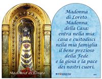 QUADRETTO IN LEGNO DOPPIA CUPOLA CM 8,9 X 11,5 CON SUPPORTO -MADONNA DI LORETO