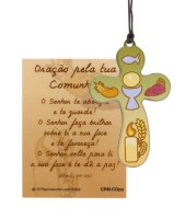 CROCE EUCARISTIA CON LACCIO E  PREGHIERA IN PORTOGHESE