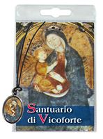 MEDAGLIA MADONNA DEL SANTUARIO DI VICOFORTE (MONDOVì) CON LACCIO E PREGHIERA IN ITALIANO