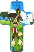CROCIFISSO PER CAMERETTA BAMBINI MODELLO BUON PASTORE - 12 X 18 CM