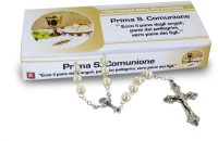 BOMBONIERA COMUNIONE BAMBINA / BAMBINO: ROSARIO COMUNIONE CON SCATOLINA REGALO, LINGUA ITALIANA