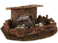 CONIGLIERA PER PRESEPE, CASETTA DEI CONIGLI PER PRESEPI TRADIZIONALI, LINEA BERTONI, LEGNO, MULTICOLORE, 13X16X7 CM