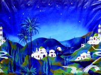 FONDALE METALLIZZATO PAESAGGIO ORIENTALE – BERTONI PRESEPE LINEA NATALE