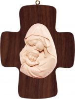 CROCE CON MADONNA BIANCO-ROSSO - DEMETZ - DEUR - STATUA IN LEGNO DIPINTA A MANO. ALTEZZA PARI A 16 CM.