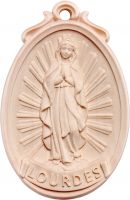MEDAGLIONE MADONNA LOURDES - DEMETZ - DEUR - STATUA IN LEGNO DIPINTA A MANO. ALTEZZA PARI A 6 CM.