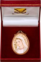 MEDAGLIONE BUSTO MADONNA CON CONFEZIONE - DEMETZ - DEUR - STATUA IN LEGNO DIPINTA A MANO. ALTEZZA PARI A 6 CM.