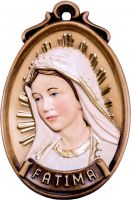 MEDAGLIONE BUSTO FATIMA - DEMETZ - DEUR - STATUA IN LEGNO DIPINTA A MANO. ALTEZZA PARI A 12 CM.