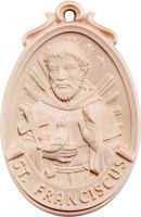 MEDAGLIONE S. FRANCESCO - DEMETZ - DEUR - STATUA IN LEGNO DIPINTA A MANO. ALTEZZA PARI A 9 CM.