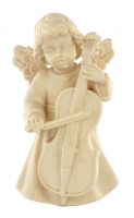 STATUINA DELL'ANGIOLETTO CON VIOLONCELLO, LINEA DA 10 CM, IN LEGNO NATURALE, COLLEZIONE ANGELI SISSI - DEMETZ DEUR