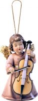 ANGELO SISSI CON CELLO DA APPENDERE - DEMETZ - DEUR - STATUA IN LEGNO DIPINTA A MANO. ALTEZZA PARI A 5 CM.