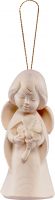 ANGELO SOGNATORE CON QUADRIFOGLIO DA APPENDERE - DEMETZ - DEUR - STATUA IN LEGNO DIPINTA A MANO. ALTEZZA PARI A 5 CM.