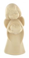 STATUINA DELL'ANGIOLETTO CON CUORE, LINEA DA 11 CM, IN LEGNO NATURALE, COLLEZIONE ANGELI SOGNATORI - DEMETZ DEUR