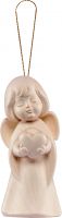 ANGELO SOGNATORE CON CUORE DA APPENDERE - DEMETZ - DEUR - STATUA IN LEGNO DIPINTA A MANO. ALTEZZA PARI A 5 CM.