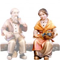 NONNA SEDUTA B.K. - DEMETZ - DEUR - STATUA IN LEGNO DIPINTA A MANO. ALTEZZA PARI A 7 CM.