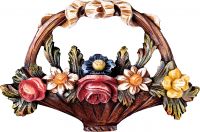CESTO DI FIORI FLORA - DEMETZ - DEUR - STATUA IN LEGNO DIPINTA A MANO. ALTEZZA PARI A 25 CM.