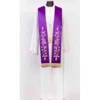 STOLA SACERDOTALE RICAMATA VIOLA