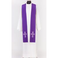 STOLA CON RICAMO CROCE VIOLA